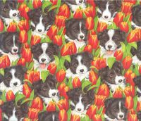 Border Collie in The Tulips Gift Wrap Paper & Gift Tags