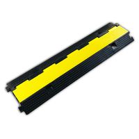 FCOME 1 Pack Rubber Cable Ramp Hose Cable Protector Ramp 2 Channel 22000Lbs Load Capacity Traffic Speed Bump Wires Power Lines Extension Cord Cover for Indoor Outdoor