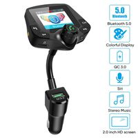 Bluetooth Fm Transmitter for car, 5.0 Bluetooth Hands-Free Calling Crystal Sound 2.0 inch Multicolor Screen Wireless Radio Adapter,3 USB Ports Charger QC3.0/3.4A AUX TF Card U-Disk Music Player
