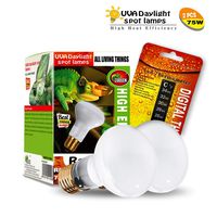 CULLEN 2-Pack Reptile Heat Lamp UVA Basking Spot Light Glass Cover Heat Lamp/Bulb/Light with Stick-on Digital Temperature Thermometer for Lizard,Tortoise Reptiles & Amphibians (uva75-2)