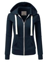 Doublju Lightweight Thin Zip-Up Hoodie Jacket for Women with Plus Size Navy X-Large