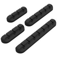 Darller 4 Pack Cable Holder Clips Cord Management Wire Organizer Adhesive Cord Hooks for Wall, Desk, Home and Office, 3-3-5-7combination (Black)