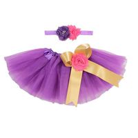 Newborn Baby Girls Photo Photography Prop Tutu Skirt Headband Outfit Clothes Set (Purple)