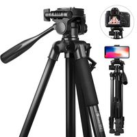 Tripod for Camera Canon/Nikon/Sony, GooFoto 58" Lightweight Aluminum Camera Tripod for DSLR, Phone Tripod for iPhone/Samsung, Travel Tripod with Carry Bag & Phone Clip, Maximum Load 11lb/5kg