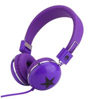 Rockpapa Star On Ear Headphones Foldable, Adjustable Headband for Kids Childrens Boys Girls Adults, iPhone iPod iPad Smartphones Tablets Computer DVD Purple