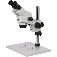 AmScope SM-1B Professional Binocular Stereo Zoom Microscope, WH10x Eyepieces, 7X-45X Magnification, 0.7X-4.5X Zoom Objective, Ambient Lighting, Large Table Pillar Stand