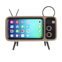 Womdee Retro Tv Phone Holder, Portable Retro TV Wireless Speaker with AUX FM AUX BT Modes Optional, 3D Stereo Sound Quality, Art Decoration, 32.8ft Wireless Range