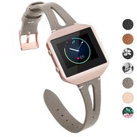 YiJYi Leather Bands Compatible with Fitbit Blaze,Slim Band with Metal Frame Replacement Sport Strap Wristband for Women Men (Grey)