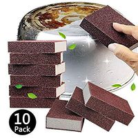 Qovydx Carborundum Sponges Elite Emery Sponge Pots Cleaning Pads Carborundum Brush Rust Sand Scrubbers for Kitchen Cleaning Scouring Pads (10 Pack)