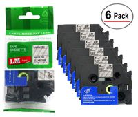 6/Pack - Premium Compatible with Brother TZe-115 White on Clear 1/4 p-Touch Label Tape, 6mm Laminated replacment TZe115 Tape, TZ115 0.23" White Ink on Clear Label with Color/Size Guide.