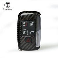 Carbon Fiber Key Fob Cover For Land Rover Key Fob Remote Key, Fits Land Rover Discovery Sport Discovery 4 Freelander 2 Range Rover Evoque Smart Start Stop Engine Car Key, Light Glossy Fob Case - Black