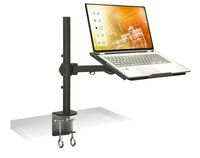Mount-It! Laptop Notebook Desk Mount Stand with Full Motion Height Adjustable Holder, Articulating Vented Cooling Platform, Fits Up to 17 Inch Computers, Clamp Mounting, 22 Lb Capacity Black (MI-3352LT)