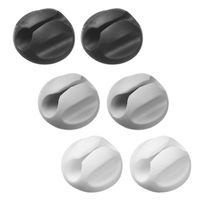 D-Line Cable Tidy Clips - Self-Adhesive - Multipurpose Cord Holder - Cable Tidy Bases 6pk, Black/Gray/White