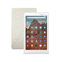Fire HD 10 Tablet (32 GB, White, With Special Offers) + Amazon Standing Case (Sandstone White) + Nupro Screen Protector (2-pack)