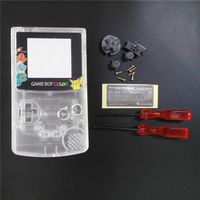Replacement Full Housing Shell Case Cover with Buttons Screws for Nintendo Gameboy Color GBC- Clear White