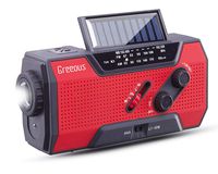 Solar Radio, Hurricane Weather Radio,Waterproof, Hand Crank, Solar/Battery Powered, 2000mAh NOAA/AM/FM/WB/SOS Alert,Cellphone Charger,Portable Emergency kit,Flashlight& Reading Lamp,Red,Greeous