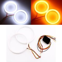 Qasim 1-Pair 120MM White+Amber Switchback 144SMD 4014 LED Halo Ring Angel Eyes Fog Warning Lights 12V