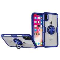 iPhone Xs Max Magnetic Case, Clear Ring Holder Kickstand Hard PC Soft TPU Bumper Grip Anti-Slip Protective Cover for iPhone Xs Max 6.5 Inch (Blue)