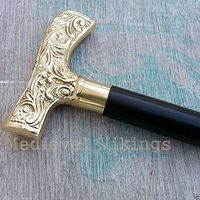 Nautical Gift Decor New Derby Walking Cane Wood & Brass Handle~Comfy 37" Stick~British Downton Style