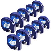 10-Pack Replacement for DYMO LetraTag Refills Plastic Tape 91331 (S0721610) Black Print on White Labeling Tape Work with DYMO LetraTag Plus LT-100H LT-100T QX50 (1/2 Inch x 13 Feet 12mm x 4m)