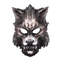 Halloween Mask Half Face Werewolf Mask for Festival Cosplay Halloween Costume Masquerade Parties,Carnival (Black)