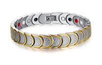 Mens Stainless Steel with 4 Elements Health Magnetic Therapy Link Bracelet Healing Arthritis,Adjustable