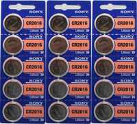 Sony Lithium 3V Batteries Size CR2016 Pack of 15