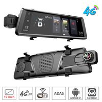 ShiZhen 10 inch Full Screen 4G Touch IPS Universal Bundled Car Dash Cam Rear View Reversing Mirror with ADAS Remote Monitoring GPS Navi Bluetooth WiFi Android 5.1 Dual Lens FHD 1080P