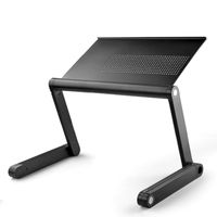 Flexzion Laptop Desk Stand Portable Adjustable Vented Notebook Computer MacBook Tablet Pad Book Table Bed Tray Folding with Angle Legs Aluminium Alloy Up to 17"