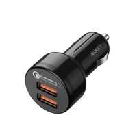 AUKEY Car Charger, 36W Dual Port Quick Charge 3.0, Cell Phone Car Adapter for iPhone 11 Pro Max/XS, Samsung Note10+ / S10 / S9, Google Pixel 4/4 XL, iPad, AirPods Pro, and More