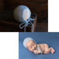 Newborn Mohair Bonnet, Photography Prop (Country Blue)
