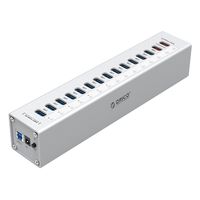 ORICO 13 Port Aluminum USB 3.0 HUB,2 Port USB Charging with 12V5A Power Adapter and LED Indicator - Sliver(A3H13P2)
