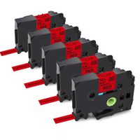 Freshworld Compatible Tape Replacement for Brother P-Touch TZe-431 TZ-431 12mm 0.47 Inch Laminated Label Maker Label Tape,for PT D210 H110 D600 1230PC 1280 P-Touch Cube,Black on Red,1/2" x 26.2ft, 5P