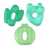 Itzy Ritzy Water-Filled Teethers; Set of 3 Coordinating Cactus Water Teethers; Textured On Both Sides to Massage Sore Gums; Can Be Chilled in Refrigerator; Set of 3 Green Cacti