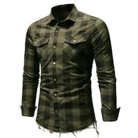 Mens Shirts Short Sleeve Casual with Pockets Plaid Shirts Rugular Fit Soft Shirt by Nevera (Y-Army Green, L)