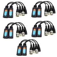 Passive Video Balun RJ45 Transceiver Transmitter HD-CVI/TVI/AHD/CVBS 8MP with DC Built-in Transient Suppression Protection for CCTV Security DVR Surveillance Camera System 5 Pairs