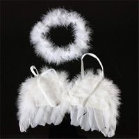 Sevenfly Newborn Photography Props Faux Feather Angel Wings Headband Set Cosplay Hair Accessories Photo Prop Costume(white)