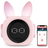 VOBOT [New Version] Bunny Kids Alarm Clock, Smart Alarm Clock with Alexa, Night Lights and Sleep Sounds Machine for Children/Toddler, Customizable Sleep Training Program App - Bright Pink