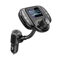 (Upgraded Version) Bluetooth FM Transmitter, Wireless in-Car Radio Transmitter Adapter/w Smart 2.4A Dual USB Ports with 1.7Inch Display, Support AUX Input/Output, TF Card Mp3 Player