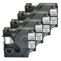 NEOUZA 1734524 Compatible for DYMO Rhino Industrial IND Flexible Nylon Black on White Label Tape 24mm 1" (4 Packs)