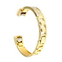 For Fitbit Alta Bands, For Fitbit Alta HR Straps, Rosa Schleife Fitbit Fitness Watch Band Stainless Steel Rhinestones Smart Watch Replacement Band with Connectors for Fitbit Alta/Alta HR - Gold