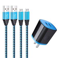 USB Wall Charger with Micro Charging Cable, Amtobo Fast Charging Dual Port Charger Power Plug with 6ft Micro Android Charge Cord Compatible with Samsung Galaxy, PS4,Tablet,Sony and More Android Device