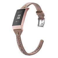 Wearlizer Compatible with Charge 3 Bands for Women Leather Slim Thin Leather for Charge 3 hr SE Special Edition Rose Gold Band Accessories Strap T-Grey