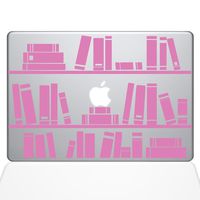The Decal Guru 1649-MAC-13A-BG Bookshelf Library Decal Vinyl Sticker, 13" Macbook Air, Pink