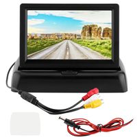 Car LCD Monitor Universal 4.3" Car Auto Foldable Monitor LCD Screen Car Folding Monitor Rear View Camera Video Monitor Display Two Channel Input for Car Trucks Backup Camera/Media Player