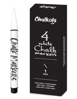 Extra Fine Tip White Chalk Markers (4 Pack 1mm Point) Chalk Pens - White Dry Erase Marker Pen for Blackboard, Chalkboards, Windows, Glass, Bistro, Signs