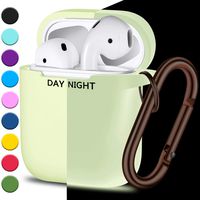 JINGCI Airpods Case, Full Protective Airpods Case Cover Silicone Airpods Case Keychain for Girls and Women, Soft Chargeable Headphone Case with Rose Gold Carabiner for AirPods 2 and 1, Night Glow