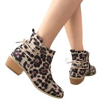 Outtop(TM) Women Leopard Ankle Booties Ladies Suede Zipper Martain Boots Short Boot Shoes (US:6.5, Khaki)