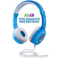 Kids Headphones Wired, 85dB Volume Limited Adjustable On Ear Headsets 3.5mm Jack for Toddler with Shareport Hearing Protection Gifts for 2~10 Childrens Boys with Cellphone ipad Tablet-Blue