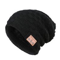 Pococina Upgraded 4.2 Bluetooth Beanie Music Hat Winter Knit Hat Cap Wireless Headphone Musical Speaker Beanie Hat as Christmas Birthday Gifts for Men Women Teen Girls Boys, Built-in Mic - 028 Black